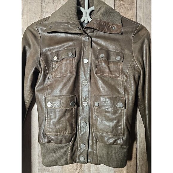 Women's Mexx Cropped Lambskin Leather Jacket size 32 - Picture 5 of 11